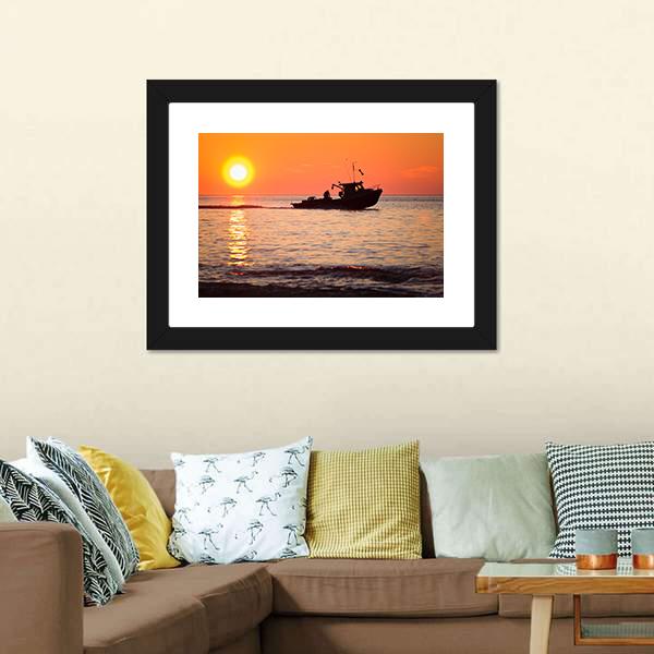 Lobster Fishing Boat Canvas Wall Art-5 Horizontal-Gallery Wrap-22" x 12"-Tiaracle