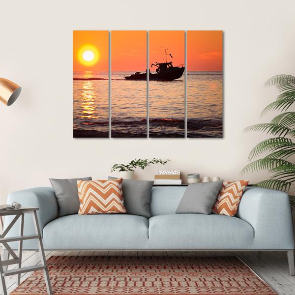 Lobster Fishing Boat Canvas Wall Art-4 Horizontal-Gallery Wrap-34" x 24"-Tiaracle