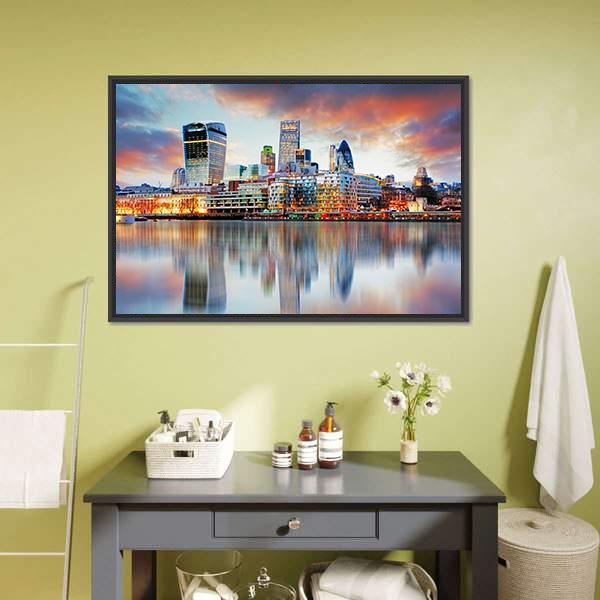 London Skyline Canvas Wall Art-1 Piece-Floating Frame-24" x 16"-Tiaracle