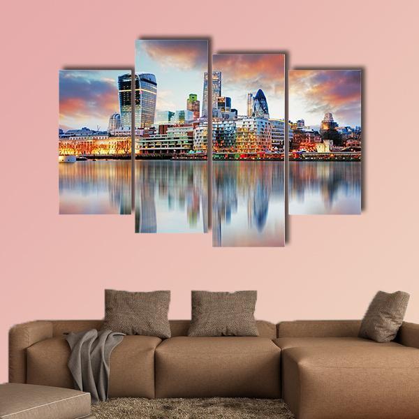 London Skyline Canvas Wall Art-4 Pop-Gallery Wrap-50" x 32"-Tiaracle
