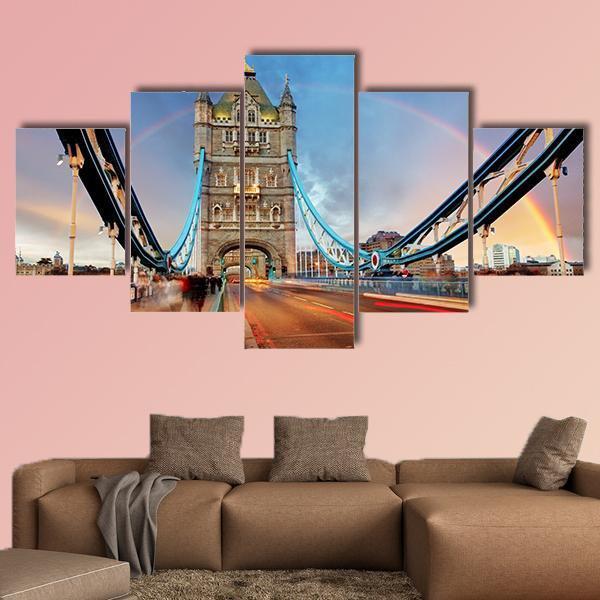London Tower Bridge Canvas Wall Art-5 Star-Gallery Wrap-62" x 32"-Tiaracle
