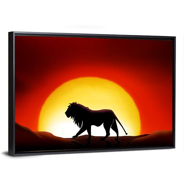 Lonesome Lion Canvas Wall Art-3 Horizontal-Gallery Wrap-25" x 16"-Tiaracle