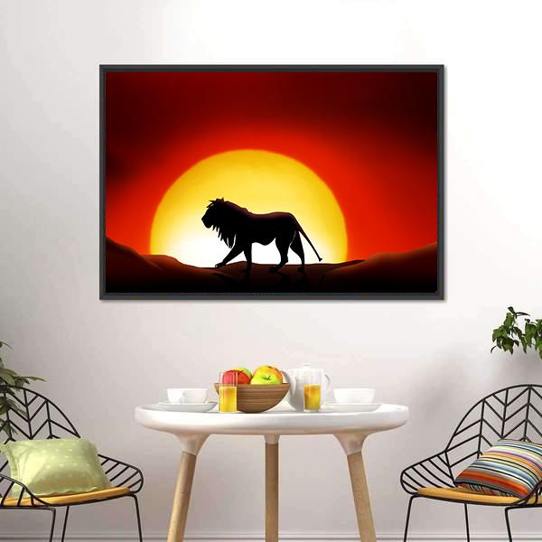 Lonesome Lion Canvas Wall Art-3 Horizontal-Gallery Wrap-25" x 16"-Tiaracle