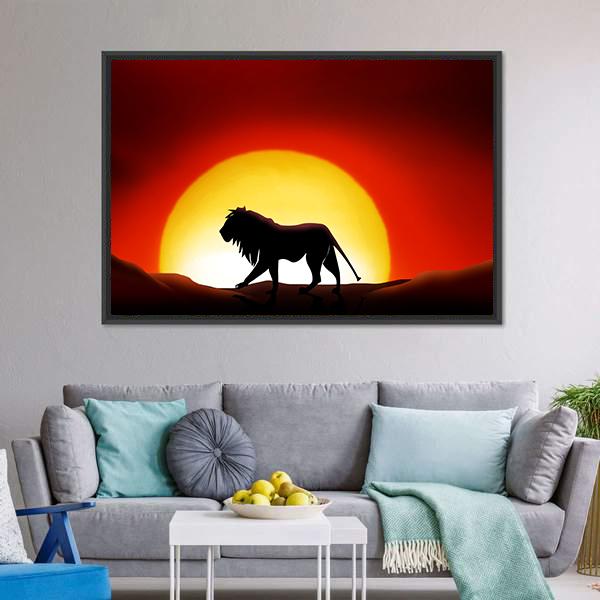 Lonesome Lion Canvas Wall Art-3 Horizontal-Gallery Wrap-25" x 16"-Tiaracle