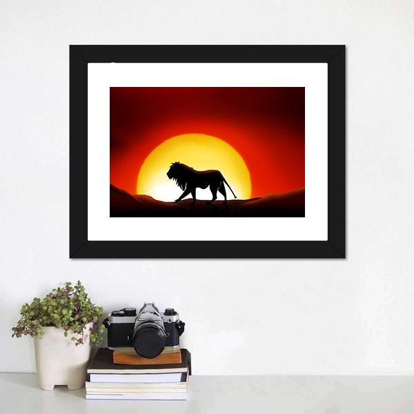 Lonesome Lion Canvas Wall Art-1 Piece-Framed Print-20" x 16"-Tiaracle