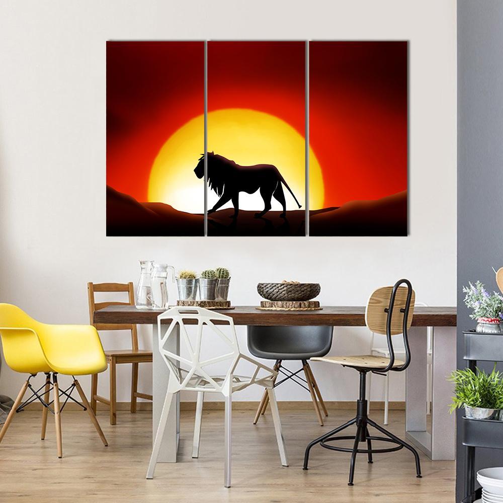 Lonesome Lion Canvas Wall Art-3 Horizontal-Gallery Wrap-37" x 24"-Tiaracle