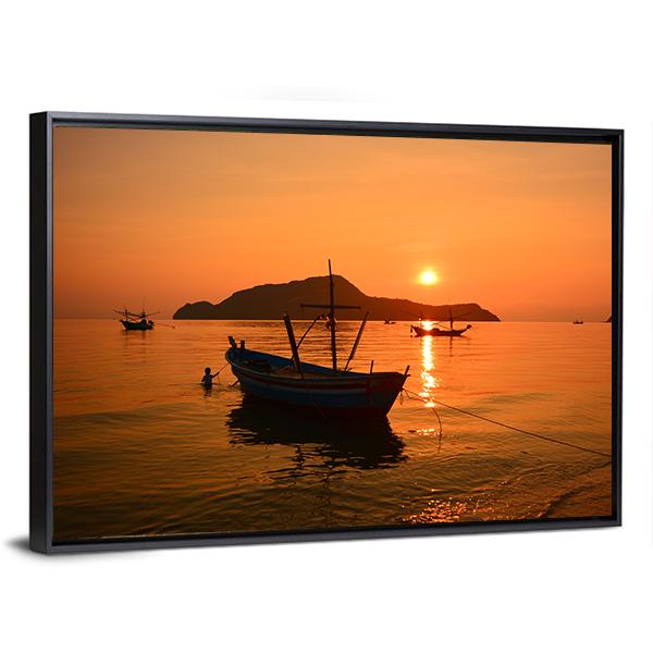 Long Tail Boat Panoramic Canvas Wall Art-1 Piece-36" x 12"-Tiaracle