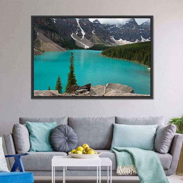 Loraine Lake Canvas Wall Art-3 Horizontal-Gallery Wrap-25" x 16"-Tiaracle