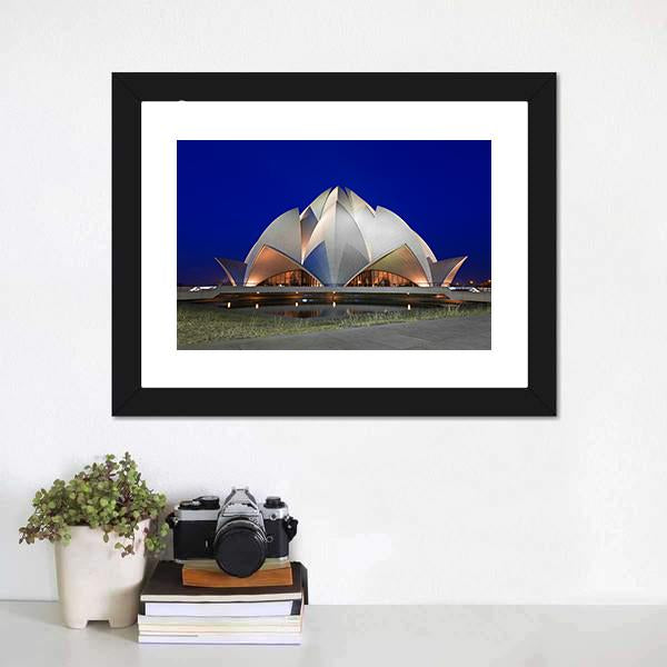 Lotus Temple At Evening Canvas Wall Art-1 Piece-Framed Print-20" x 16"-Tiaracle