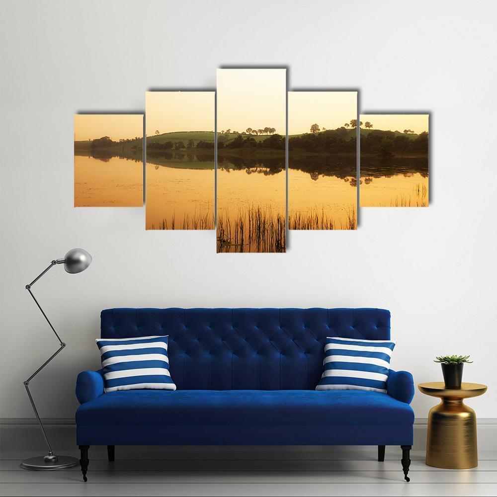Lough Muck Lake Canvas Wall Art-5 Star-Gallery Wrap-62" x 32"-Tiaracle