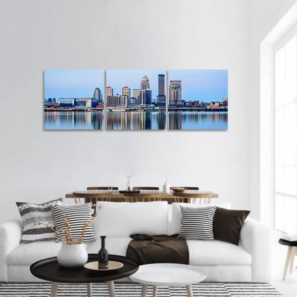 Louisville Skyline At Sunrise Panoramic Canvas Wall Art-3 Piece-25" x 08"-Tiaracle