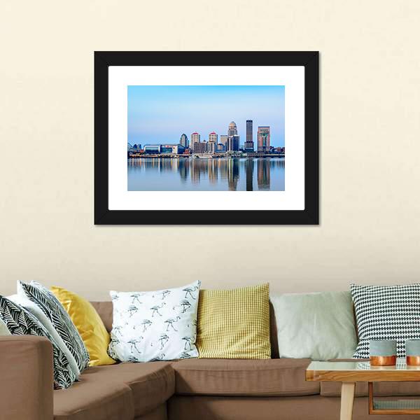 Louisville Skyline At Sunrise Canvas Wall Art-3 Horizontal-Gallery Wrap-25" x 16"-Tiaracle