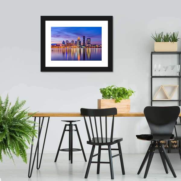 Louisville Skyline From River Canvas Wall Art-3 Horizontal-Gallery Wrap-25" x 16"-Tiaracle