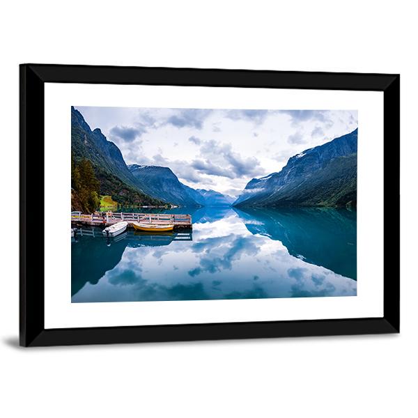 Lovatnet Lake Canvas Wall Art-5 Horizontal-Gallery Wrap-22" x 12"-Tiaracle