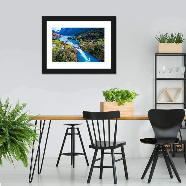 Lovatnet Lake In Norway Vertical Canvas Wall Art-3 Vertical-Gallery Wrap-12" x 25"-Tiaracle