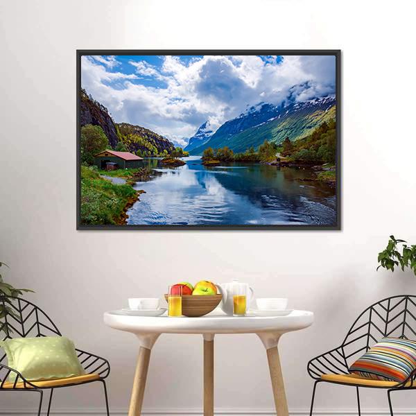 Lovatnet Lake Norway Canvas Wall Art-3 Horizontal-Gallery Wrap-25" x 16"-Tiaracle