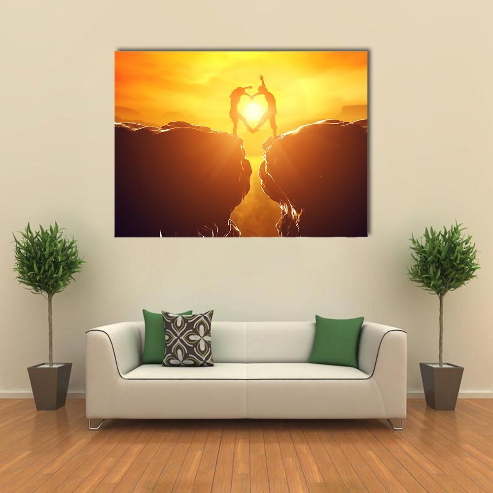 Love Couple In Rocky Mountains Canvas Wall Art-1 Piece-Gallery Wrap-36" x 24"-Tiaracle