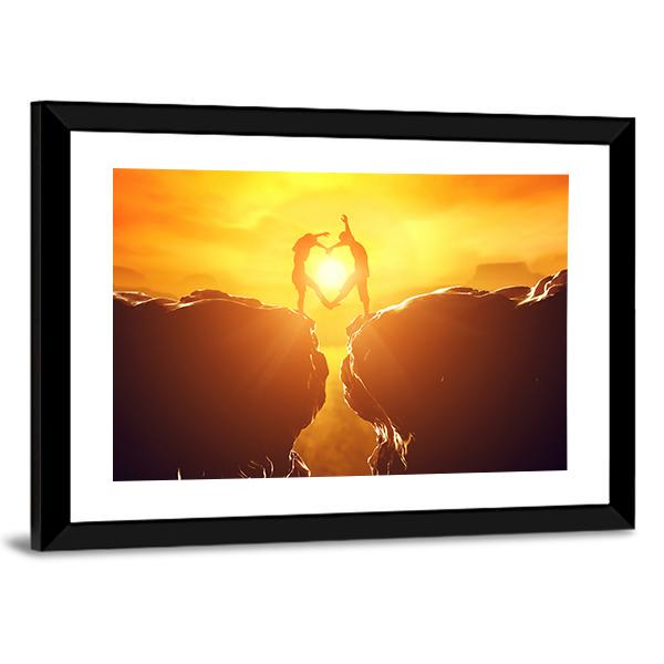 Love Couple In Rocky Mountains Panoramic Canvas Wall Art-1 Piece-36" x 12"-Tiaracle