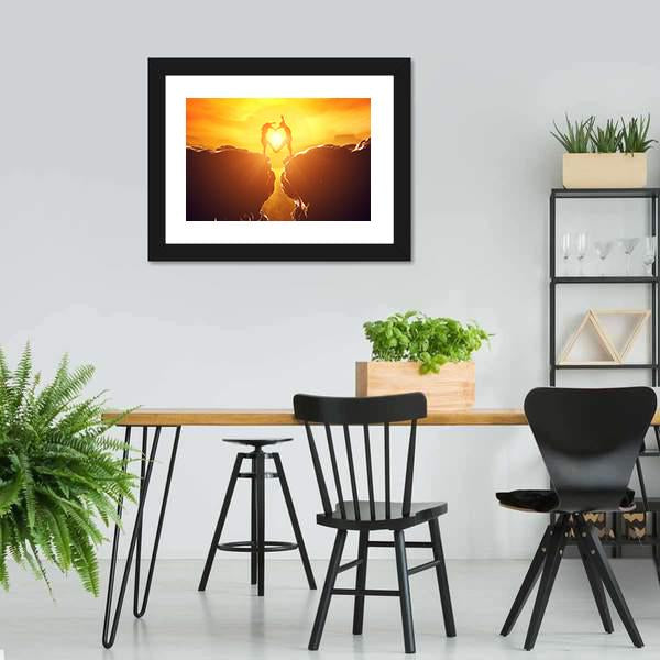 Love Couple In Rocky Mountains Panoramic Canvas Wall Art-1 Piece-36" x 12"-Tiaracle