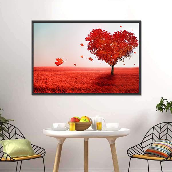 Love Tree In Autumn Canvas Wall Art-5 Horizontal-Gallery Wrap-22" x 12"-Tiaracle