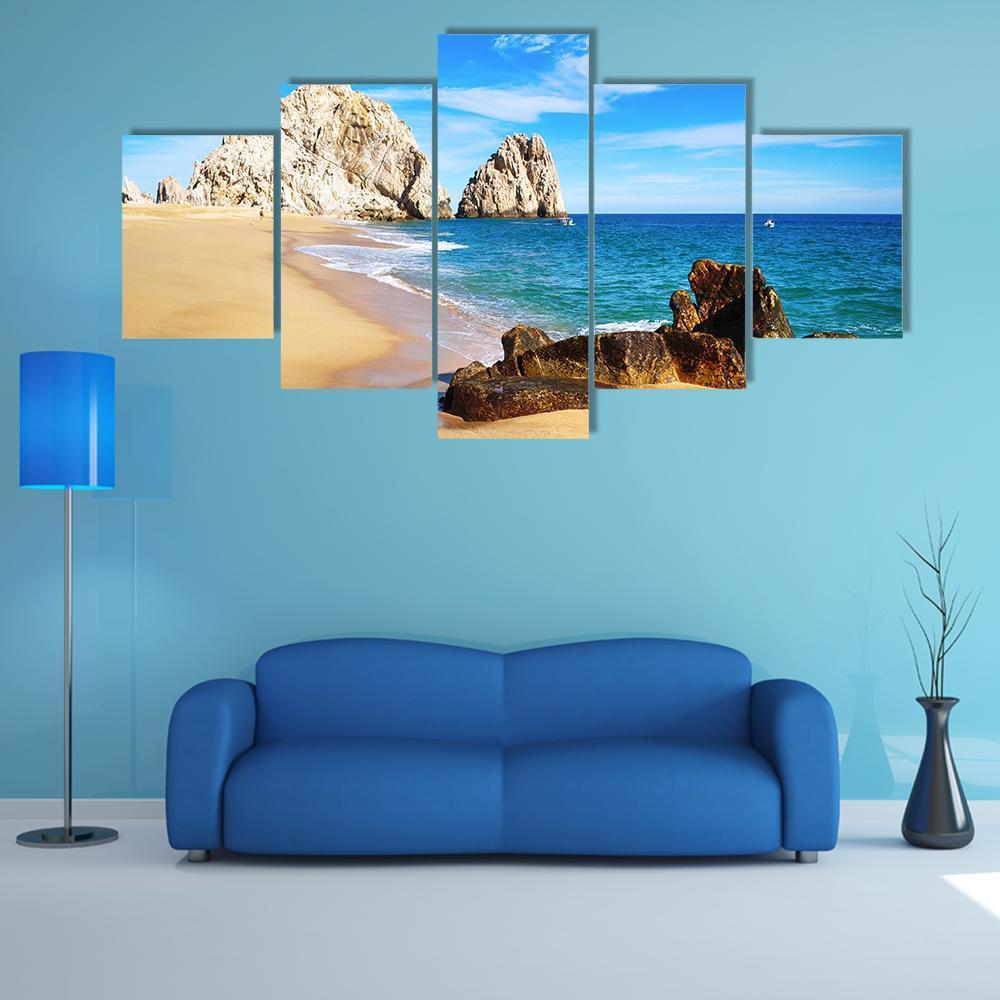 Lovers Beach Mexico Canvas Wall Art-5 Star-Gallery Wrap-62" x 32"-Tiaracle