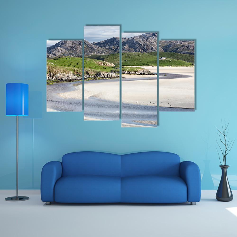 Low Tide At Uig Beach Canvas Wall Art-4 Pop-Gallery Wrap-50" x 32"-Tiaracle