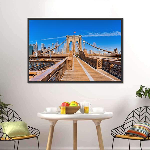 Lower Manhattan From Brooklyn Bridge Canvas Wall Art-3 Horizontal-Gallery Wrap-25" x 16"-Tiaracle
