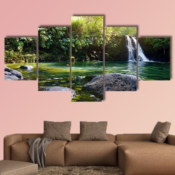 Lower Waikamoi Falls USA Canvas Wall Art-5 Star-Gallery Wrap-62" x 32"-Tiaracle