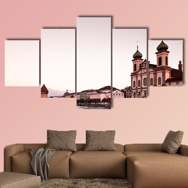 Jesuit Church Lucerne Canvas Wall Art-5 Star-Gallery Wrap-62" x 32"-Tiaracle