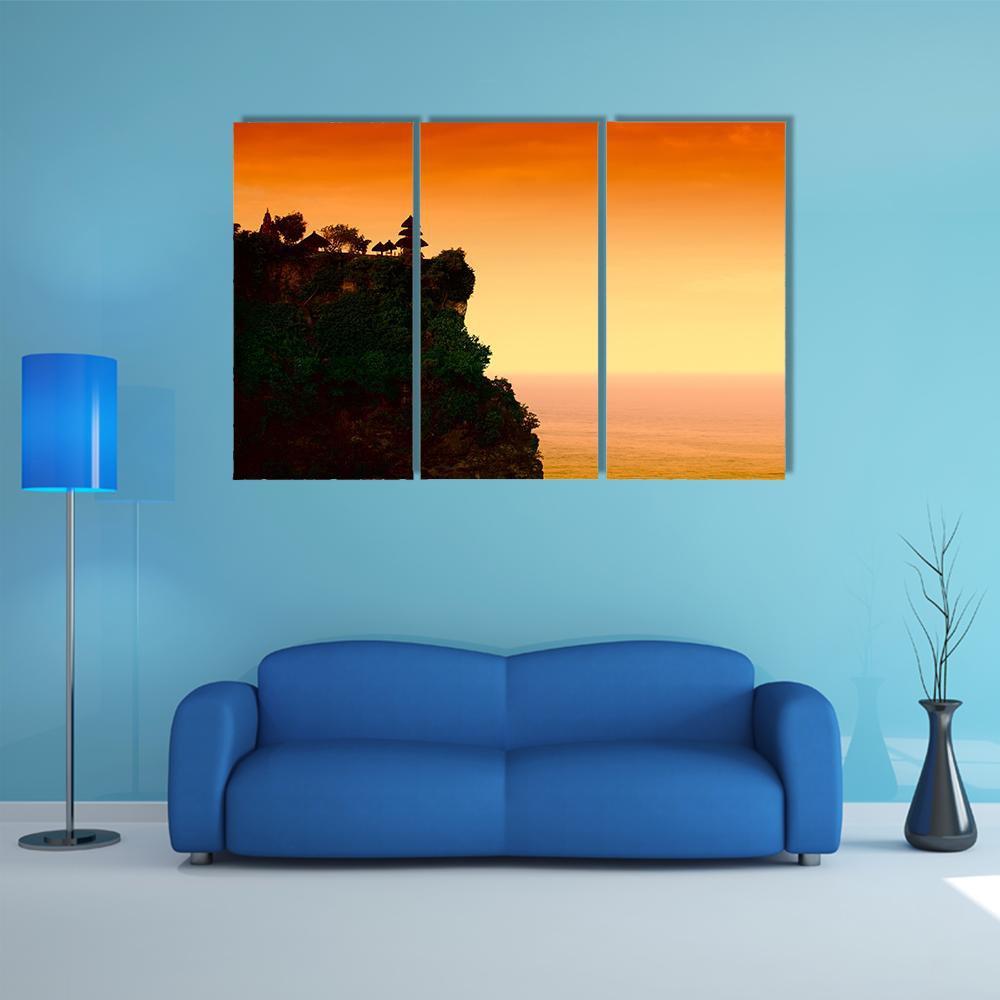 Uluwatu Temple At Dawn Canvas Wall Art-3 Horizontal-Gallery Wrap-37" x 24"-Tiaracle