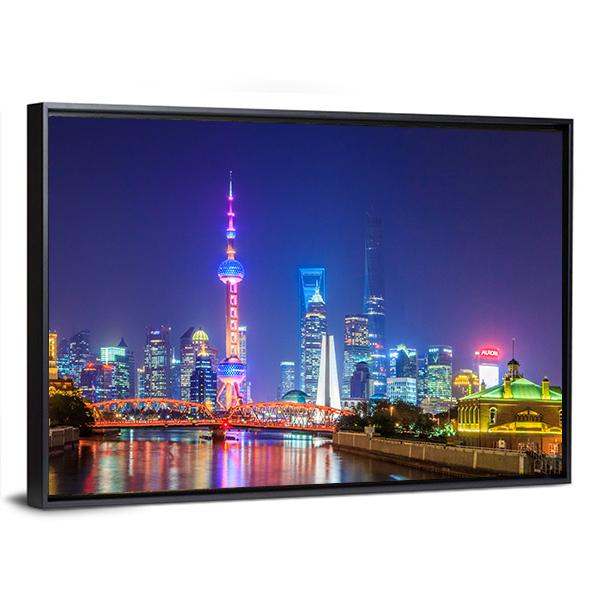 Lujiazui In Shanghai Canvas Wall Art-3 Horizontal-Gallery Wrap-25" x 16"-Tiaracle