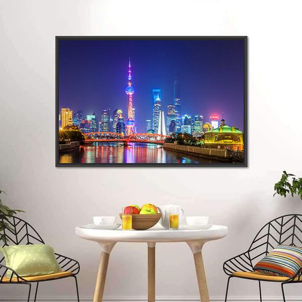 Lujiazui In Shanghai Canvas Wall Art-3 Horizontal-Gallery Wrap-25" x 16"-Tiaracle