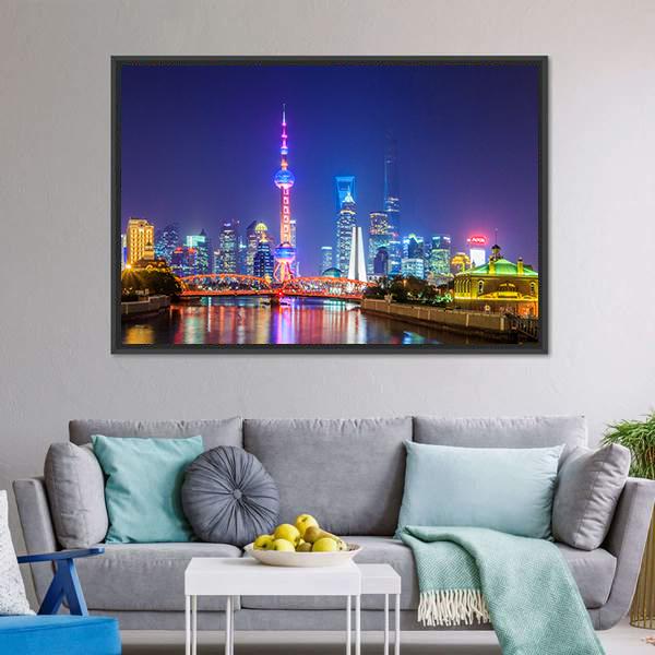Lujiazui In Shanghai Canvas Wall Art-3 Horizontal-Gallery Wrap-25" x 16"-Tiaracle