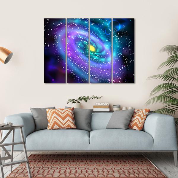 Luminous Spiral Galaxy Canvas Wall Art-4 Horizontal-Gallery Wrap-34" x 24"-Tiaracle