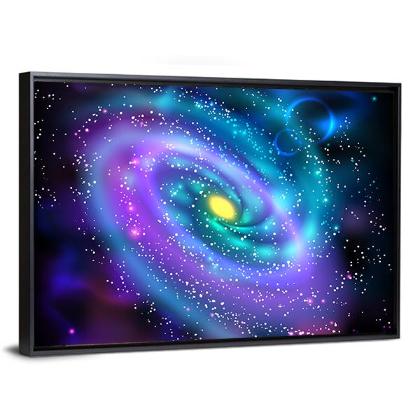 Luminous Spiral Galaxy Canvas Wall Art-5 Horizontal-Gallery Wrap-22" x 12"-Tiaracle