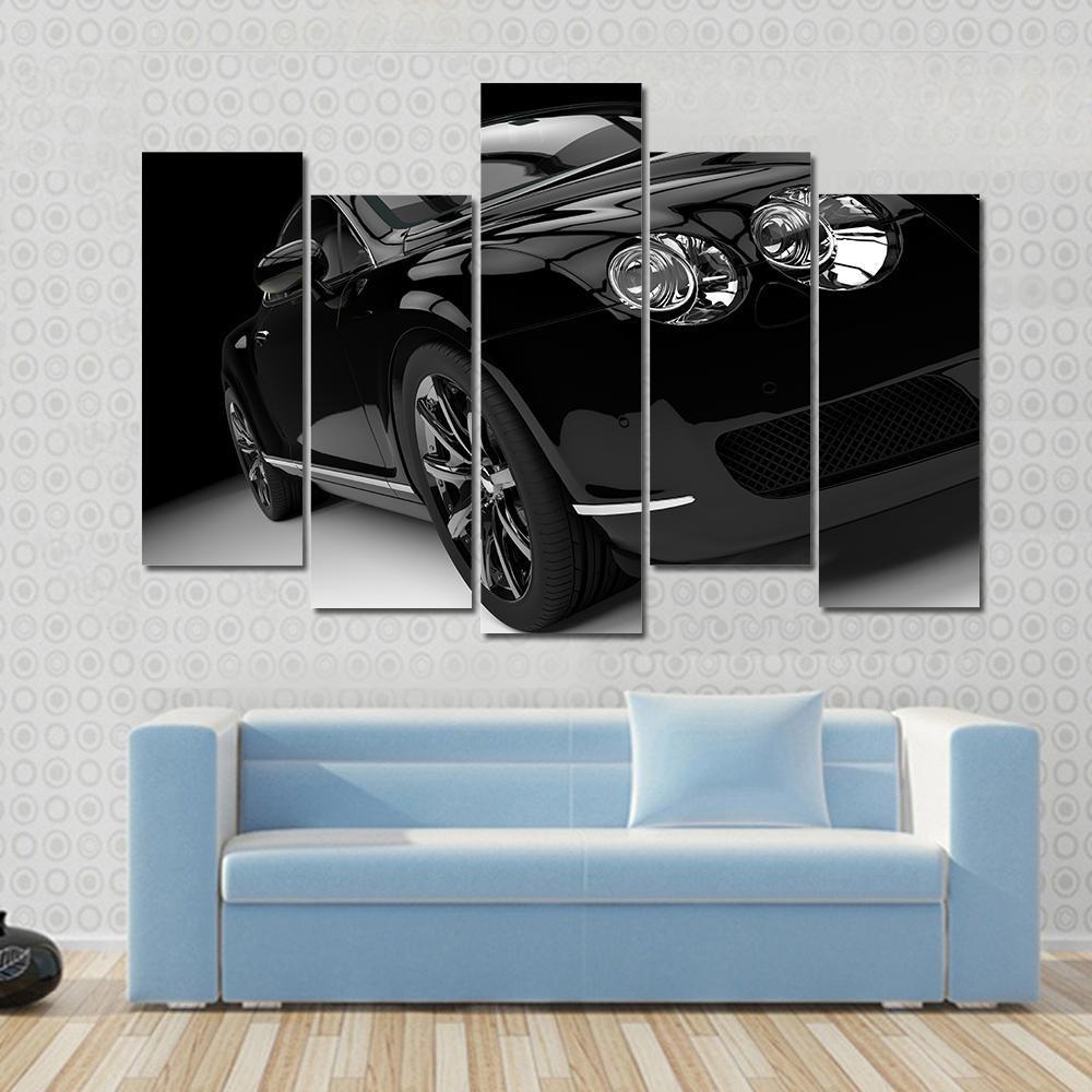 Luxury Black Car Canvas Wall Art-5 Pop-Gallery Wrap-47" x 32"-Tiaracle