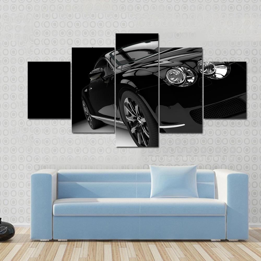 Luxury Black Car Canvas Wall Art-5 Star-Gallery Wrap-62" x 32"-Tiaracle
