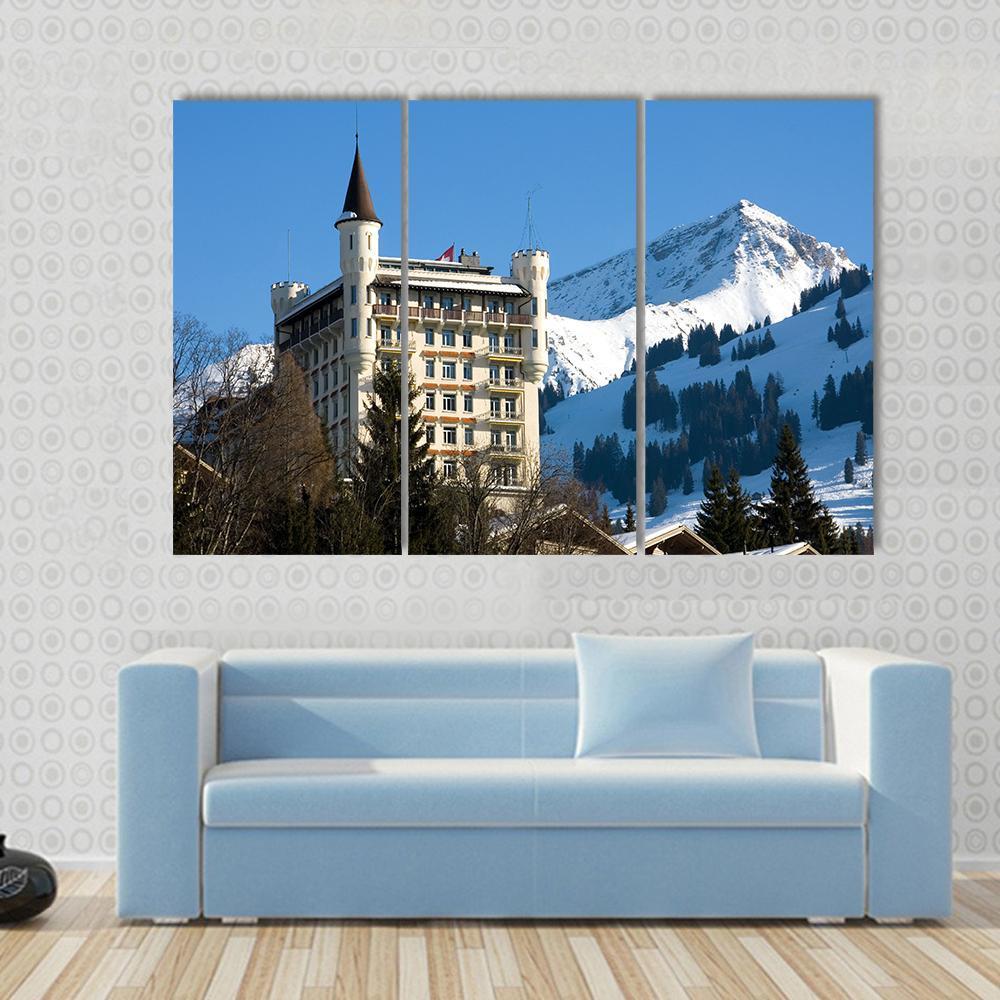 Hotel In Gstaad Switzerland Canvas Wall Art-3 Horizontal-Gallery Wrap-37" x 24"-Tiaracle