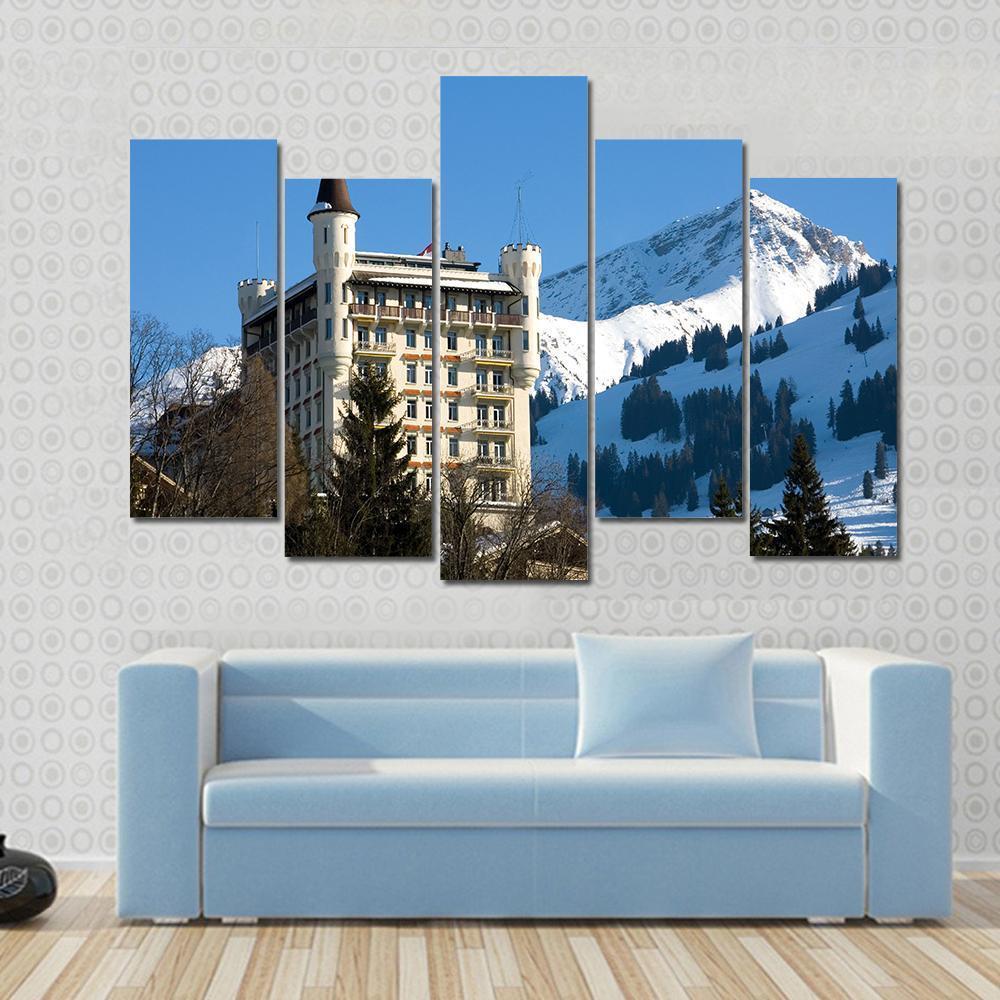 Hotel In Gstaad Switzerland Canvas Wall Art-5 Pop-Gallery Wrap-47" x 32"-Tiaracle