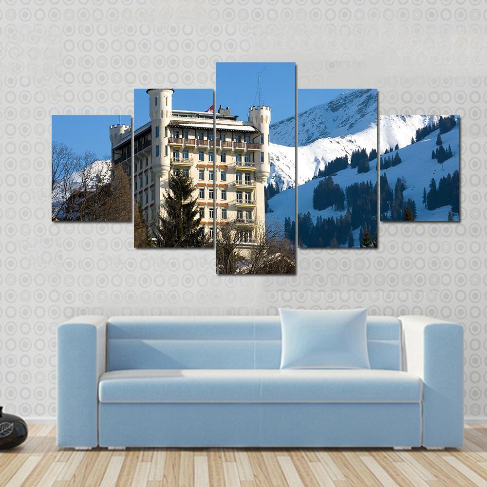 Hotel In Gstaad Switzerland Canvas Wall Art-5 Star-Gallery Wrap-62" x 32"-Tiaracle