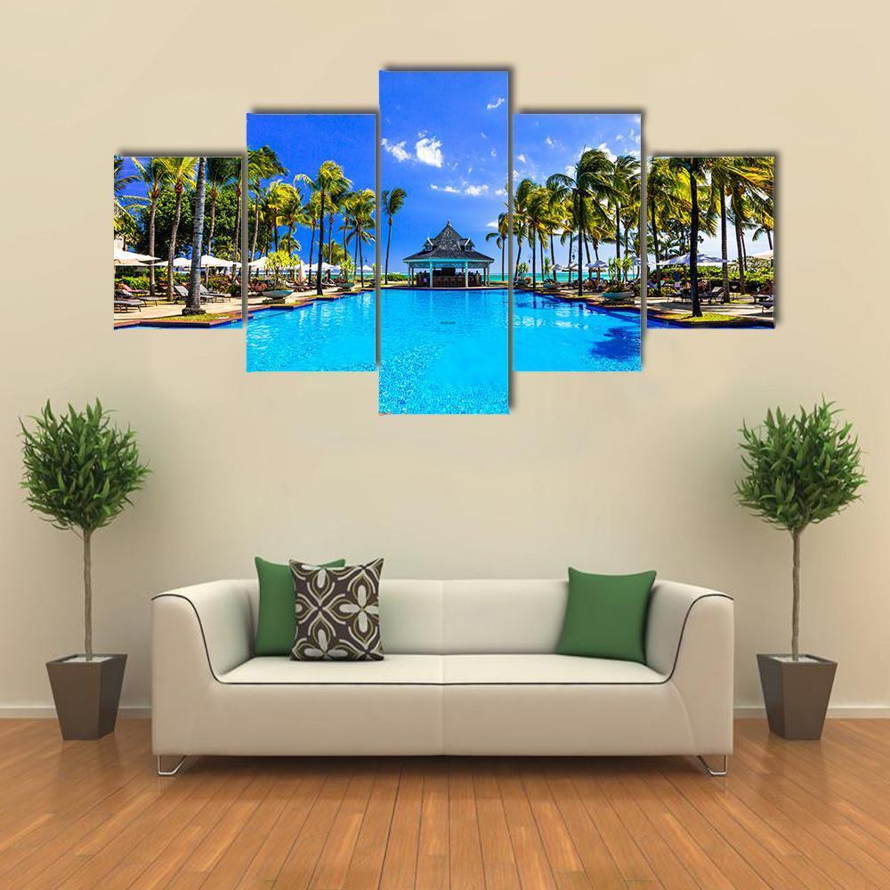 Luxury Resort In Mauritius Canvas Wall Art-5 Star-Gallery Wrap-62" x 32"-Tiaracle