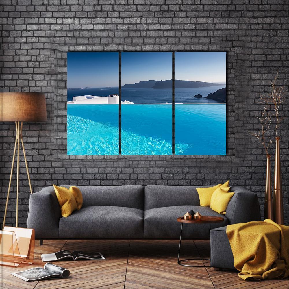 Luxury Resort Swimming Pool Canvas Wall Art-3 Horizontal-Gallery Wrap-37" x 24"-Tiaracle