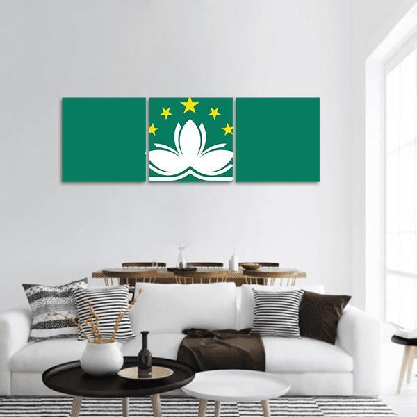 Macau Flag Panoramic Canvas Wall Art-3 Piece-25" x 08"-Tiaracle