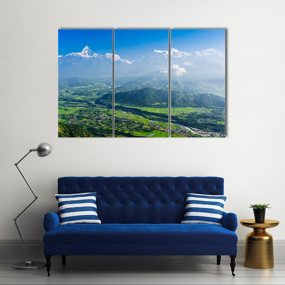 Machapuchare & Pokhara Nepal Canvas Wall Art-3 Horizontal-Gallery Wrap-37" x 24"-Tiaracle