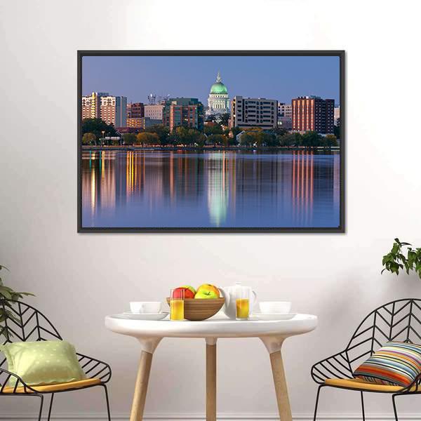 Madison Skyline Canvas Wall Art-3 Horizontal-Gallery Wrap-25" x 16"-Tiaracle