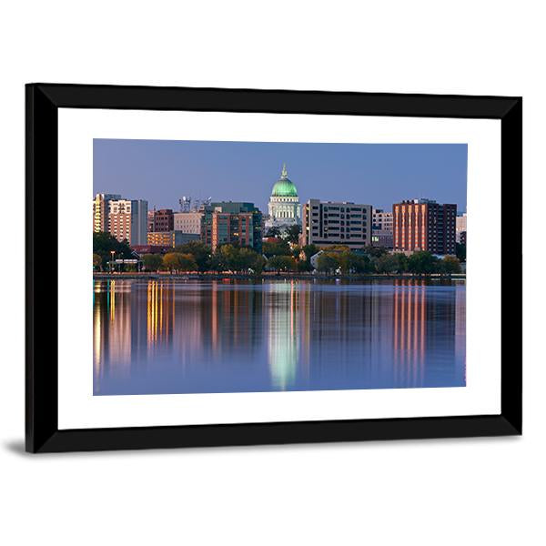 Madison Skyline Canvas Wall Art-3 Horizontal-Gallery Wrap-25" x 16"-Tiaracle