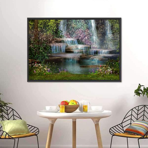 Magical Waterfalls Canvas Wall Art-3 Horizontal-Gallery Wrap-25" x 16"-Tiaracle