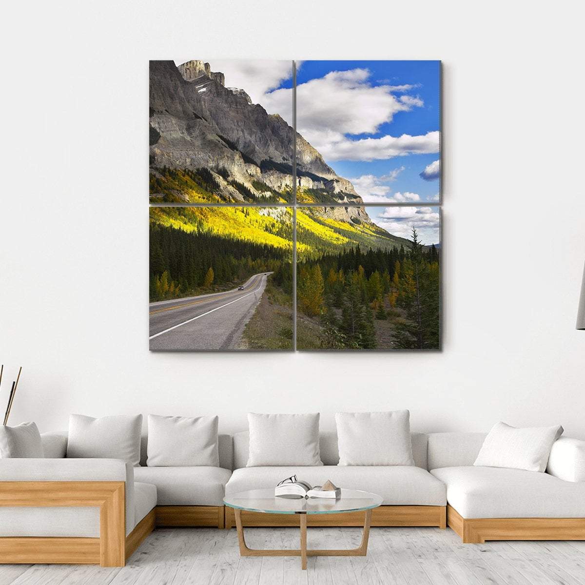 Magnificent American Road Canvas Wall Art-4 Square-Gallery Wrap-17" x 17"-Tiaracle