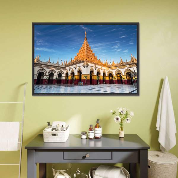Mahamuni Buddha Temple Canvas Wall Art-1 Piece-Floating Frame-24" x 16"-Tiaracle