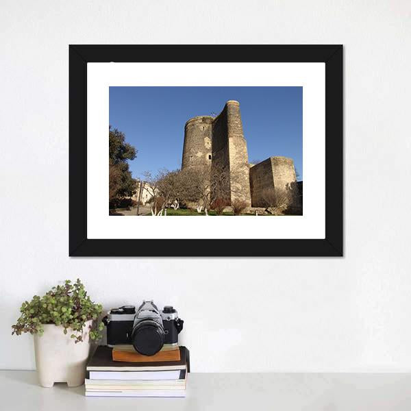Maiden Tower Azerbaijan Canvas Wall Art-1 Piece-Framed Print-20" x 16"-Tiaracle